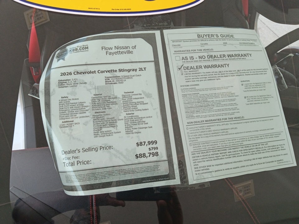 2026 Chevrolet Corvette Stingray 2LT