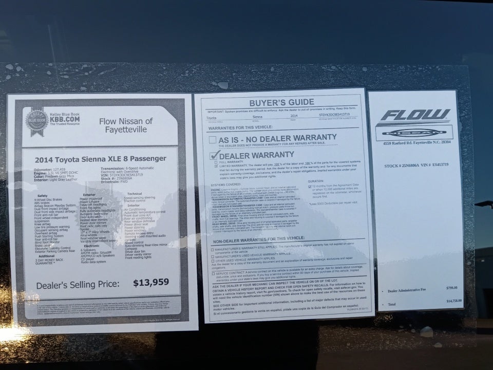 2014 Toyota Sienna XLE V6 8 Passenger