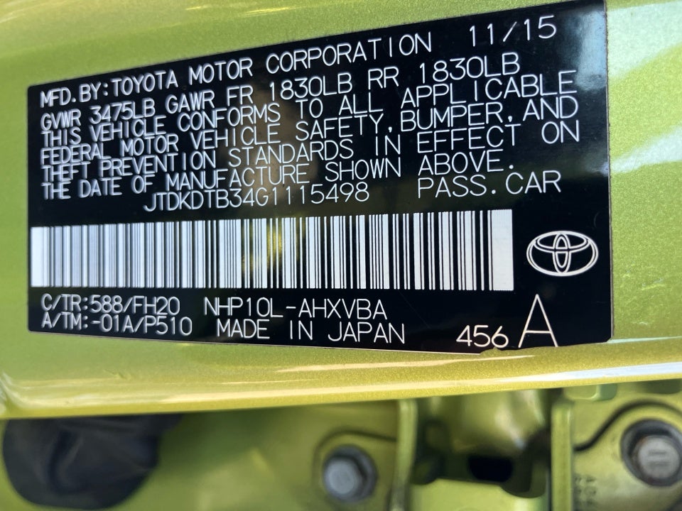 2016 Toyota Prius c One