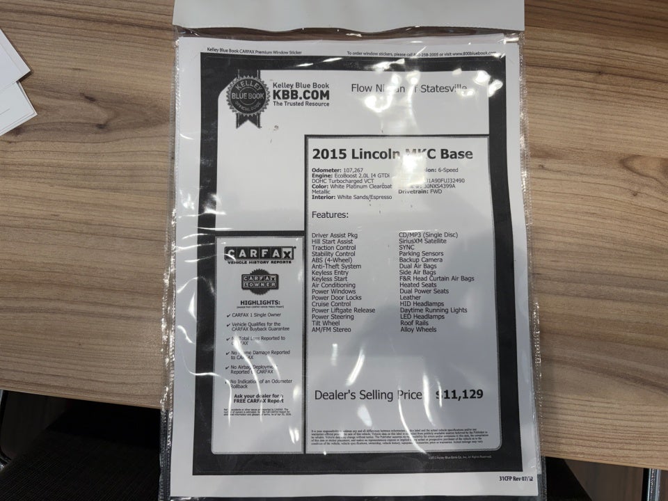 2015 Lincoln MKC FWD 4dr