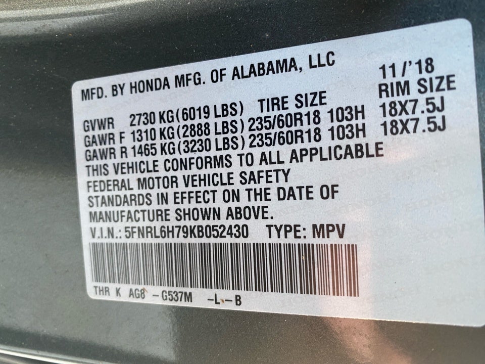 2019 Honda Odyssey EX-L