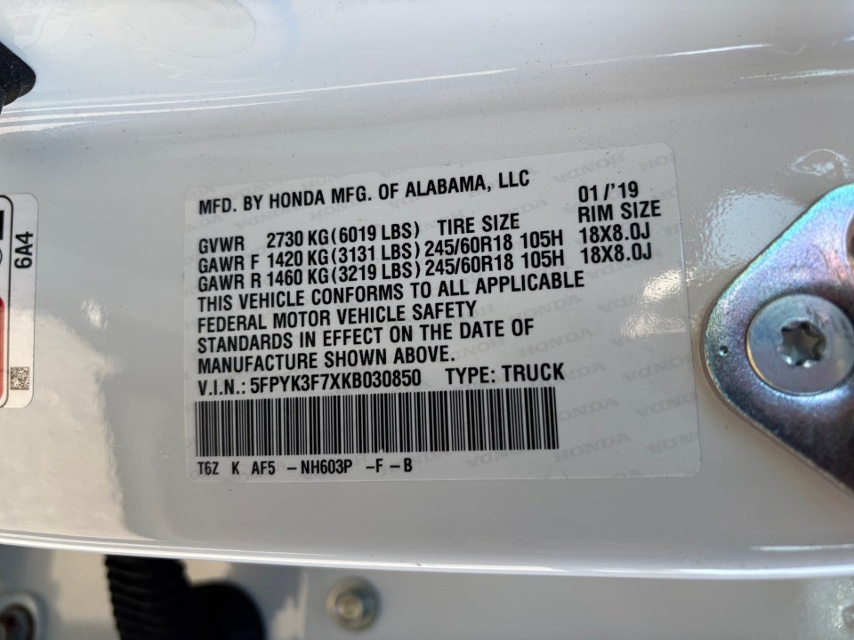 2019 Honda Ridgeline RTL-E