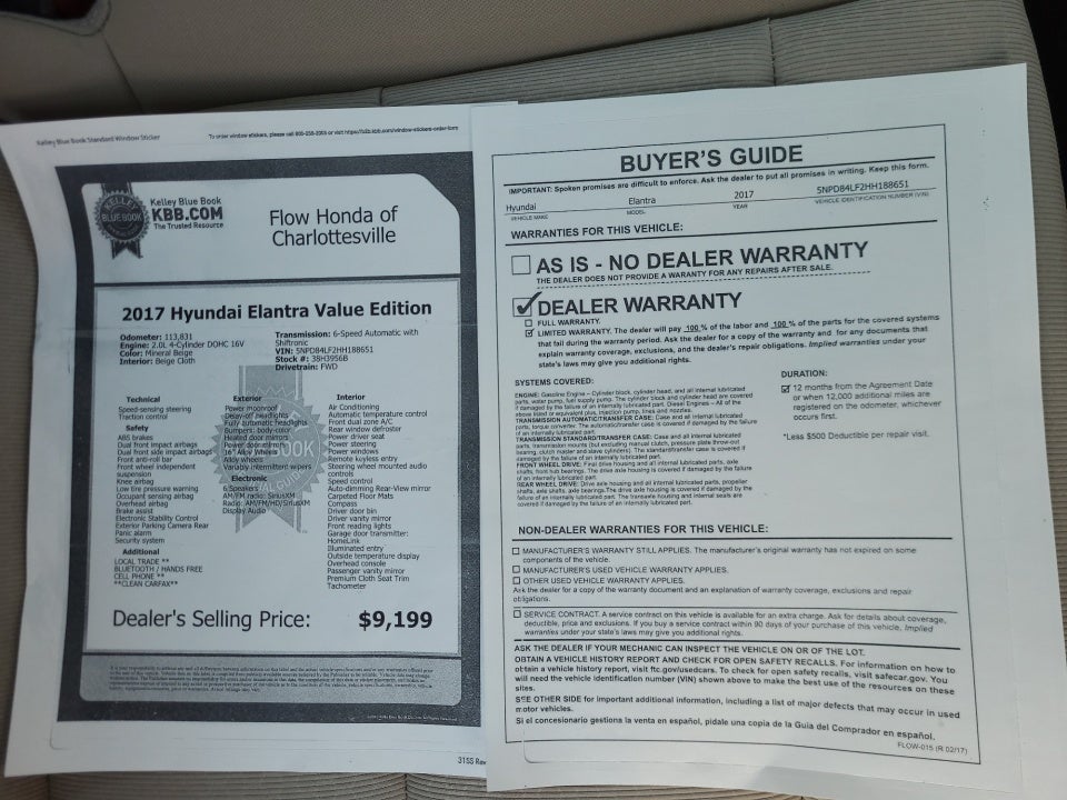 2017 Hyundai Elantra Value Edition