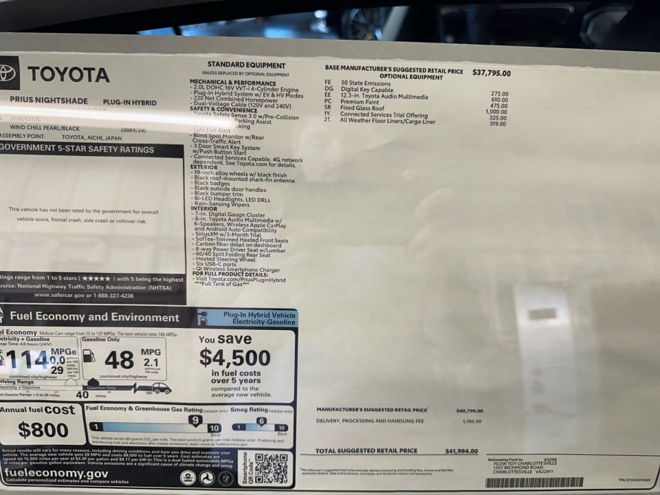 2026 Toyota Prius Plug-In Hybrid Nightshade