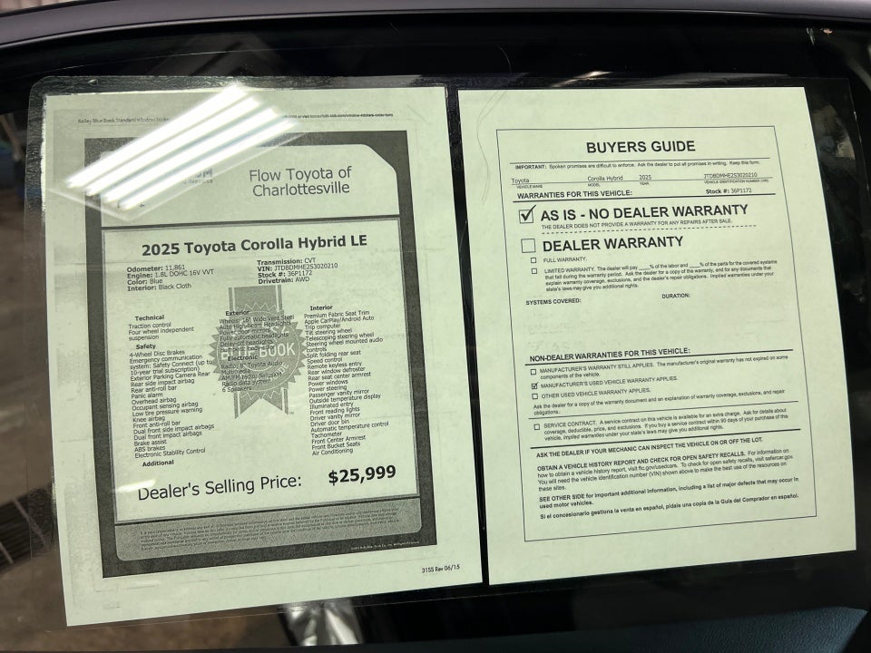 2025 Toyota Corolla Hybrid LE