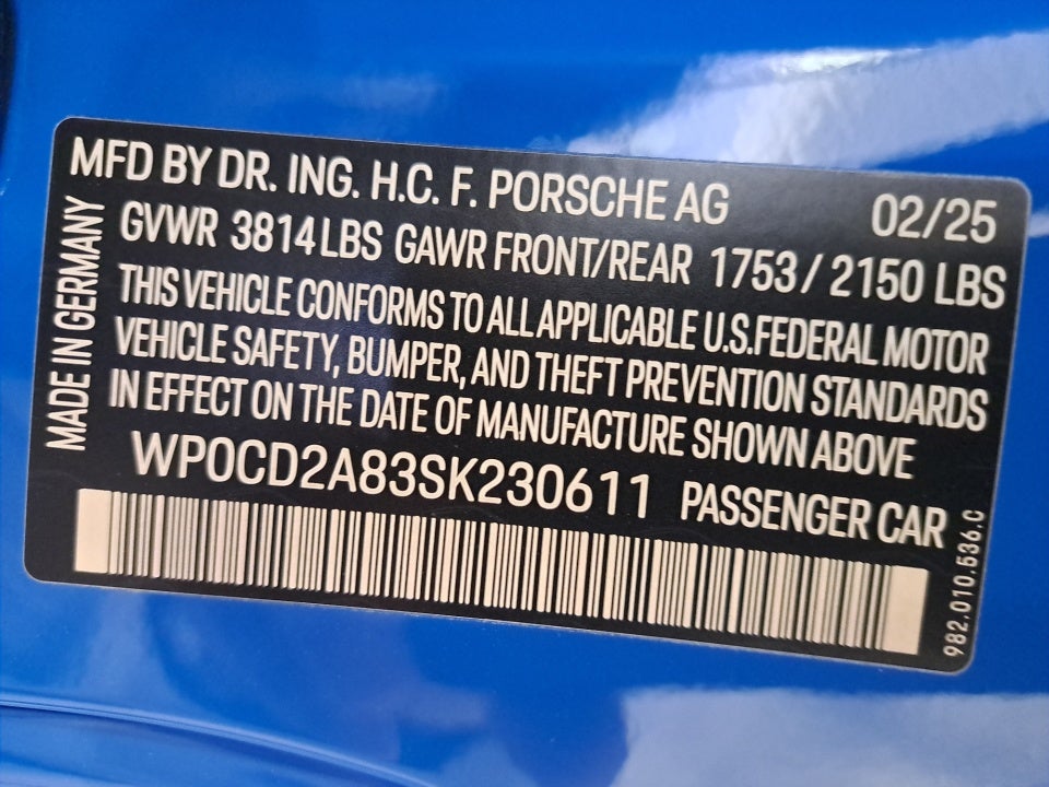 2025 Porsche 718 Boxster GTS 4.0